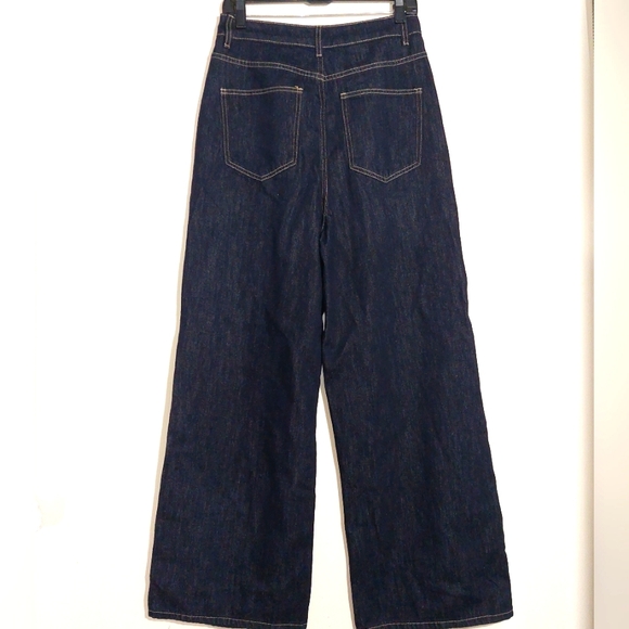 Commense Women's Vintage High Rise Wide-Leg Denim Pants Dark Navy Wash NWT - Picture 9 of 13